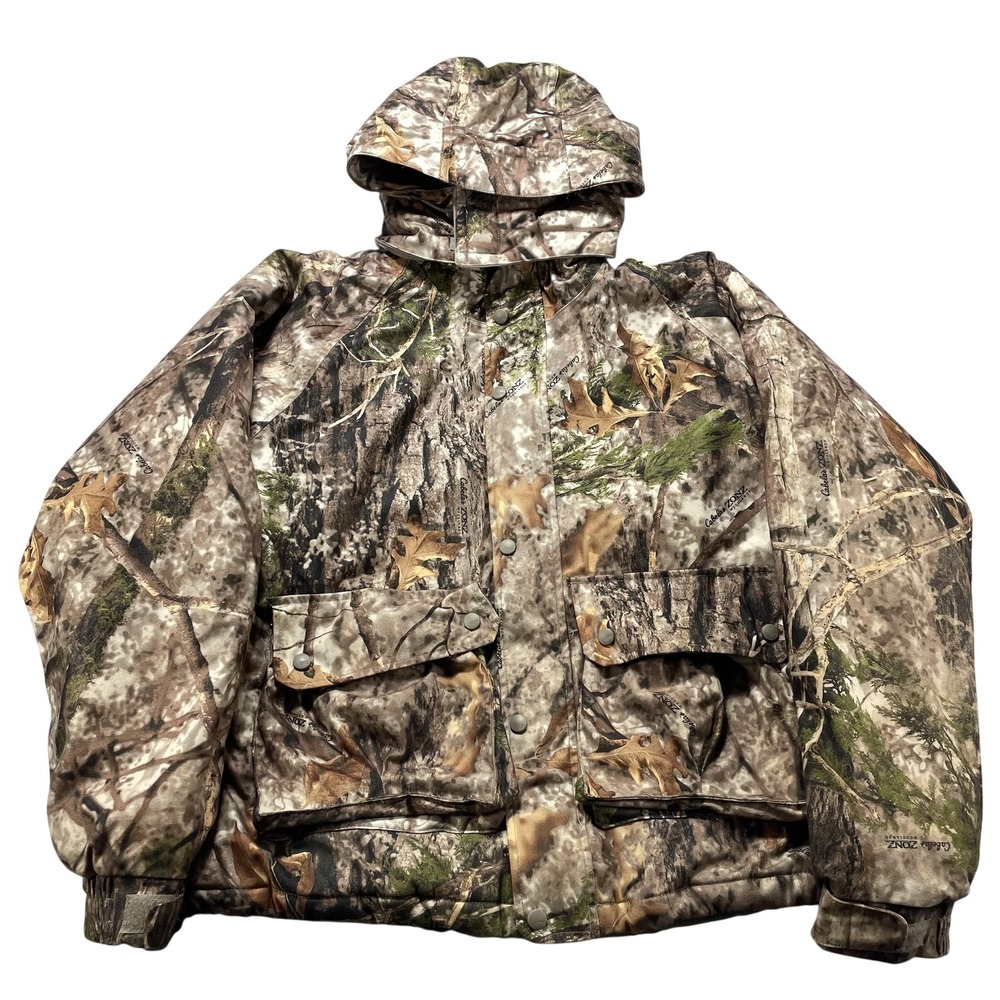 Cabelas Jacket Mens Large Camo Zonz Woodlands Hooded Insulated Puffer Hunting